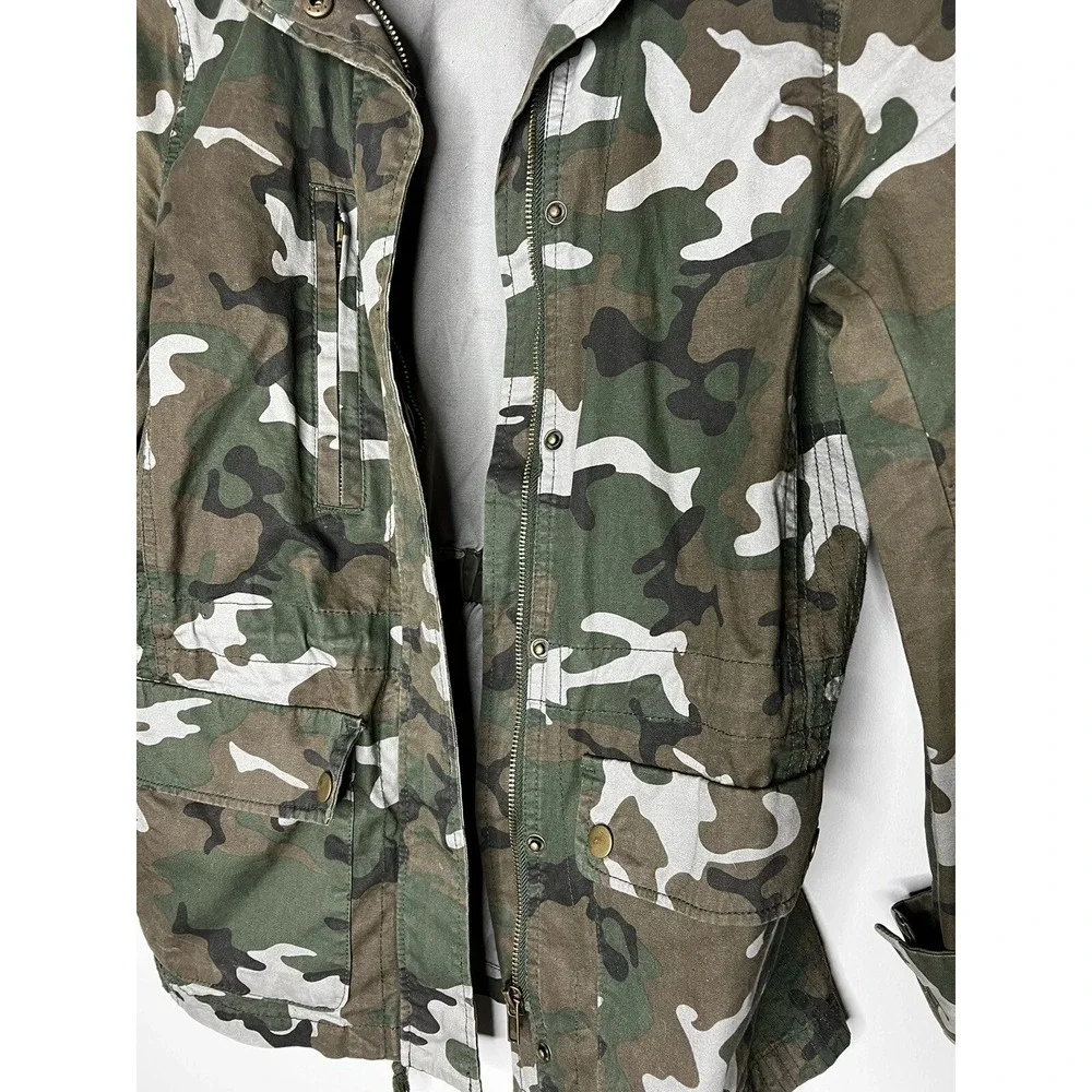 Love Tree Utility Jacket Womens Medium Green Camo Military Safari Cargo Rugged